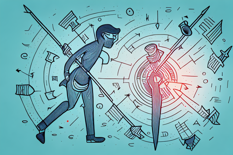 A person being shot in the back with arrows