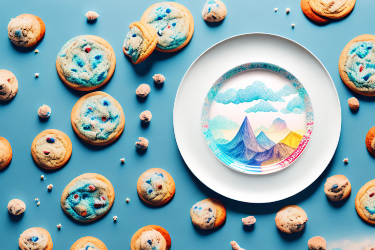 A dreamy landscape featuring a plate of cookies