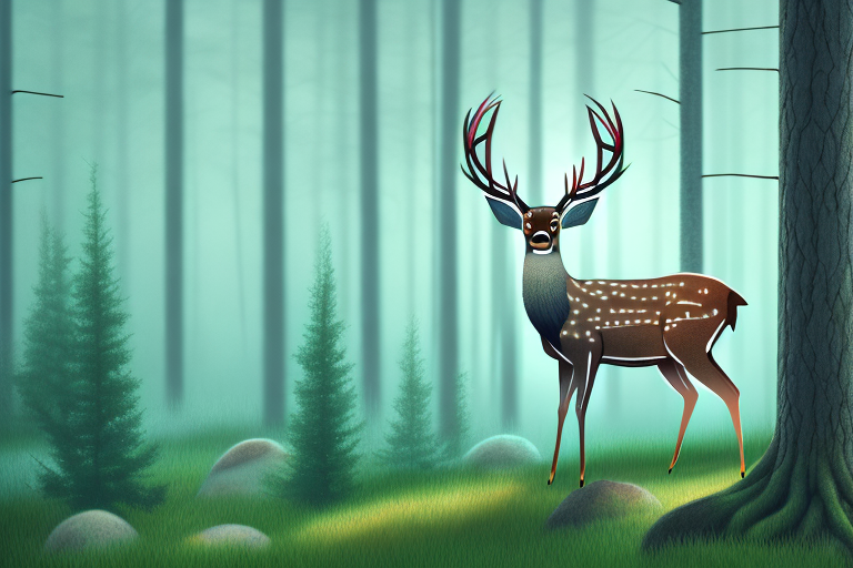 A deer standing in a forest