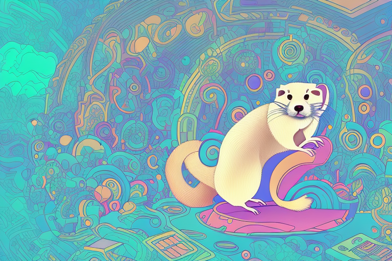 A ferret surrounded by dreamy