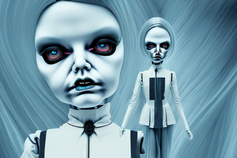 A menacing-looking doll in a dream-like setting