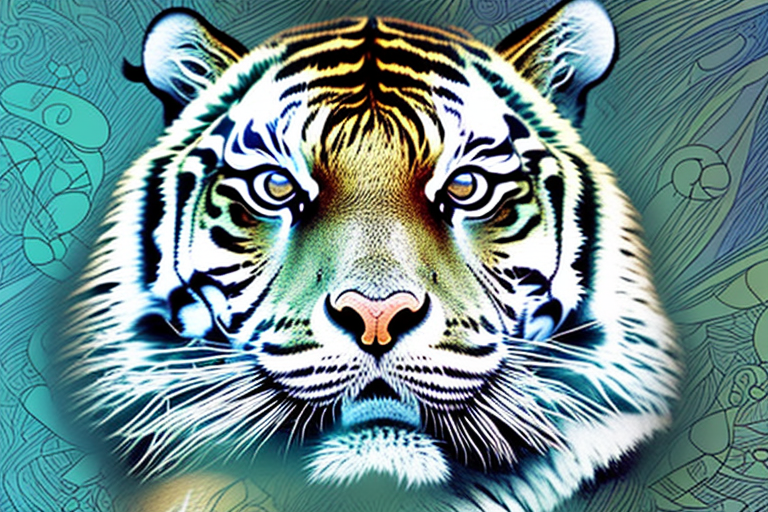 A friendly tiger in a dream-like setting