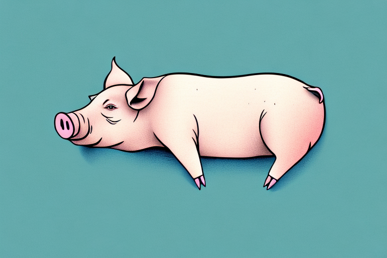 A pig sleeping in a dream-like environment